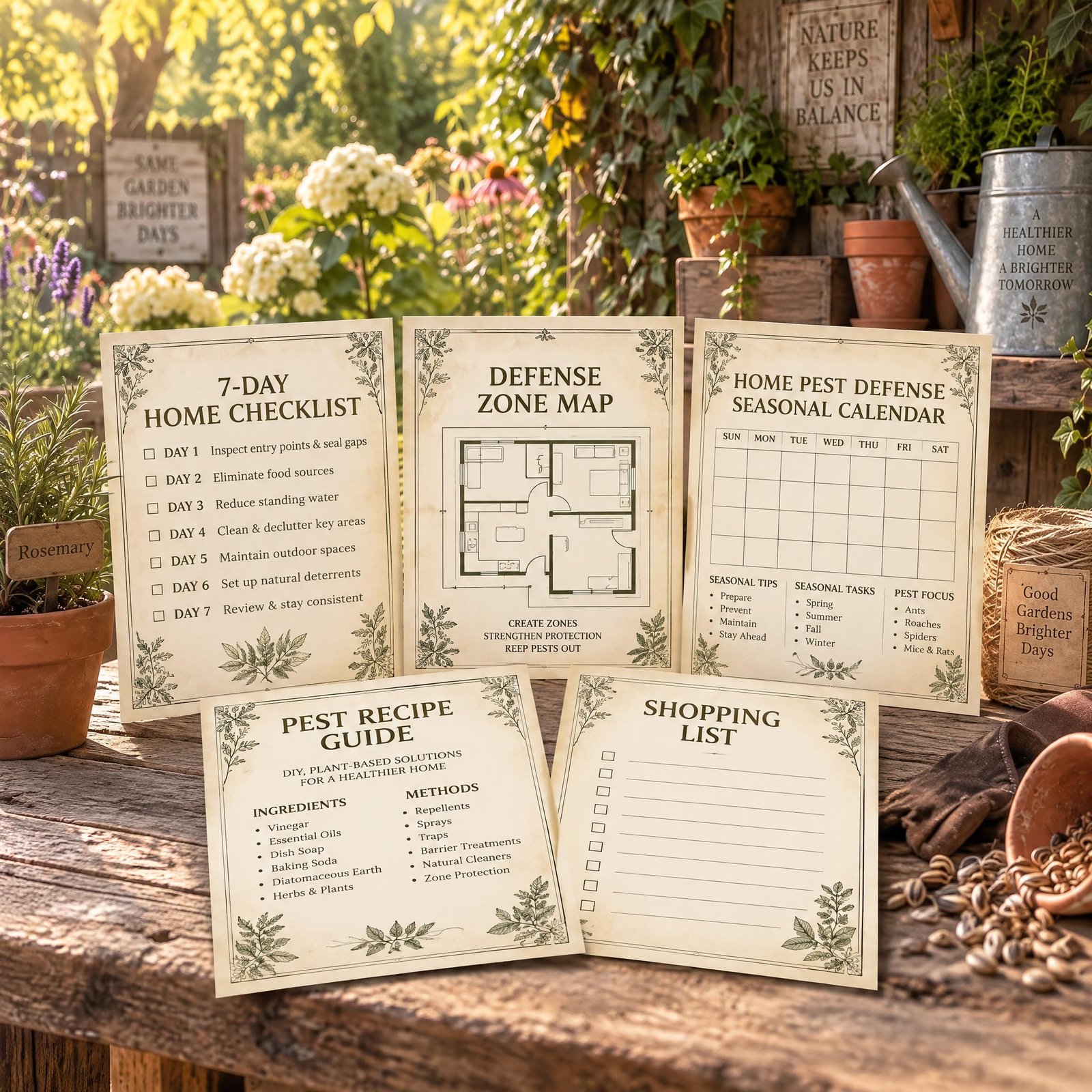 Healthy garden beds around a home