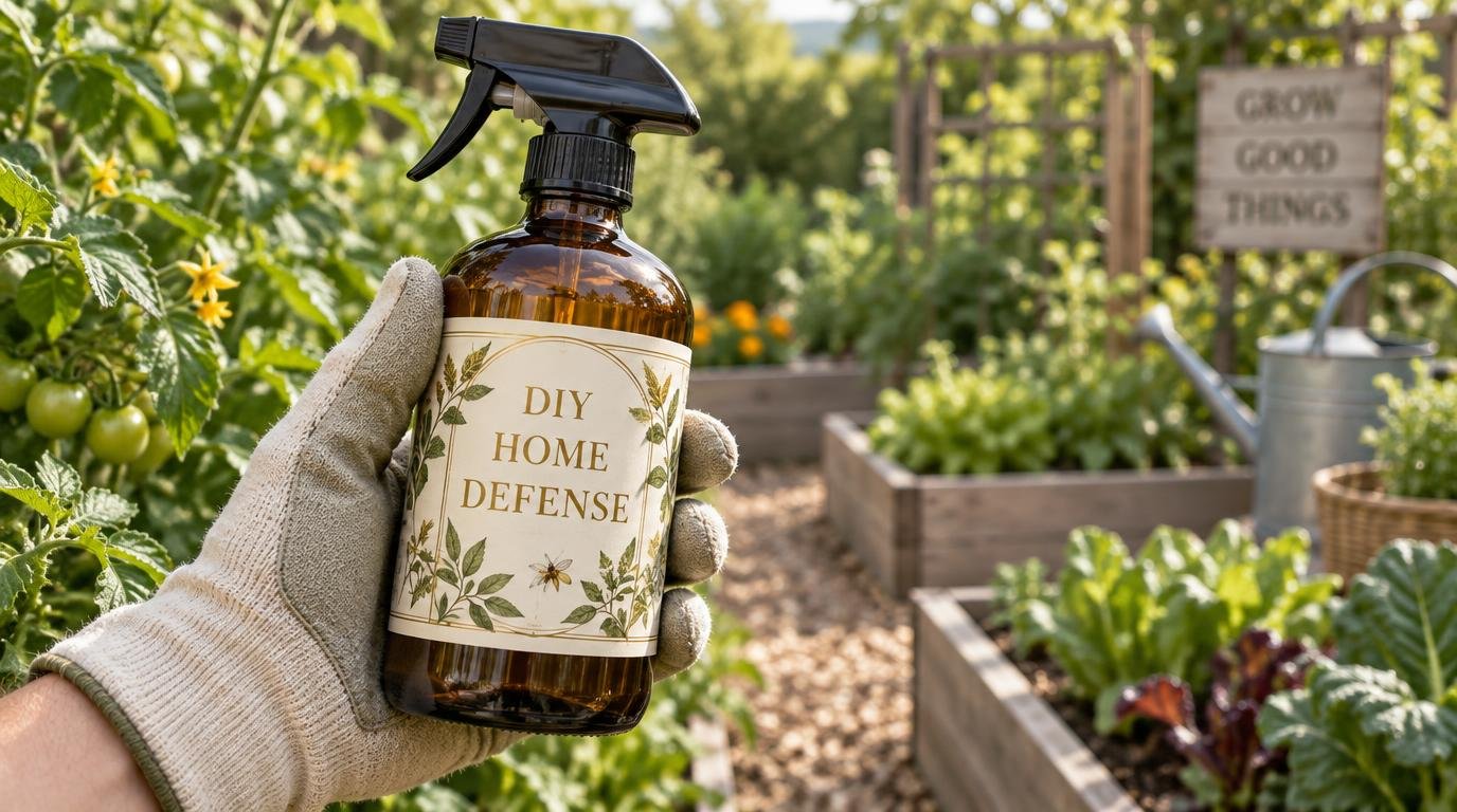 Organic pest control field guide on a garden table