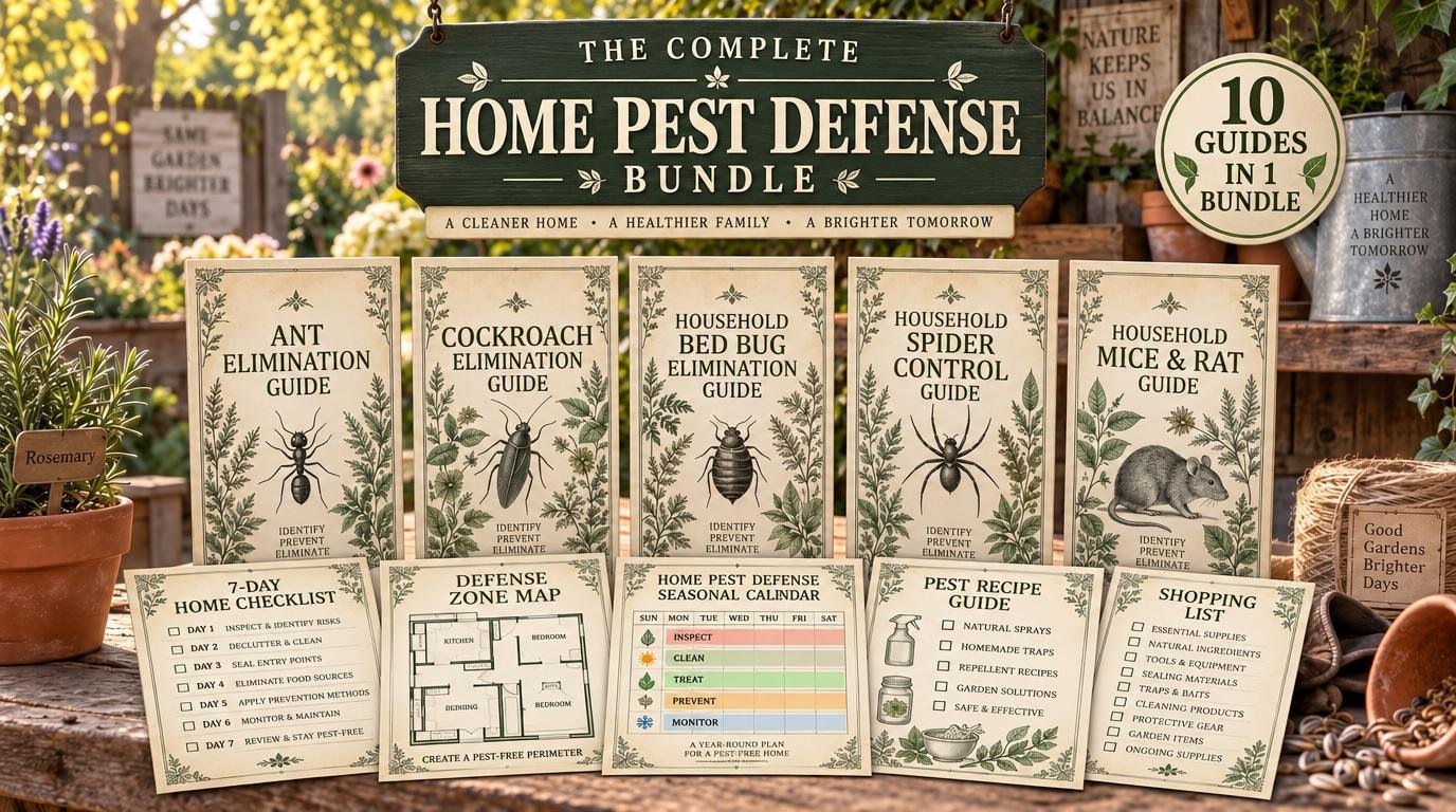 Five Home Defense Field Guides on a garden bench