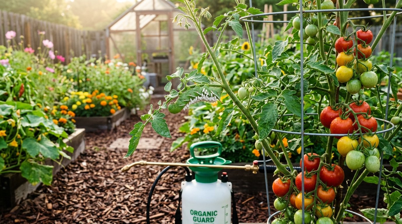 How to get rid of tomato hornworms and garden caterpillars naturally with organic Bt spray and garden pump sprayer