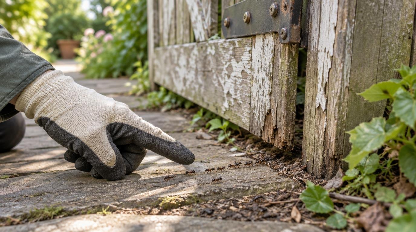 Inspecting a home for pest entry points